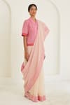 Buy_Surmaye_Pink Handwoven Handloom Cotton Silk Stripes Nostalgia Pattern Saree  _at_Aza_Fashions