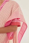 Surmaye_Pink Handwoven Handloom Cotton Silk Stripes Nostalgia Pattern Saree  _Online_at_Aza_Fashions