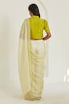 Shop_Surmaye_Ivory Fine Silk Handloom Cotton Handwoven Stripe Pattern Nostalgia Saree _at_Aza_Fashions