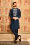 Buy_DiyaRajvvir_Blue Dola Silk Embroidery Thread Symphony Cutdana And Kurta With Pant _at_Aza_Fashions