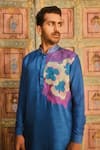 Shop_DiyaRajvvir_Blue Dola Silk Embroidery Thread Bloom Breeze Kurta With Pant _at_Aza_Fashions