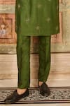 DiyaRajvvir_Green Cotton Silk Embroidery Starburst Metallic Fleur Work Kurta With Pant _Online_at_Aza_Fashions