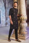 Buy_DiyaRajvvir_Black Dola Silk Embroidery Cutdana Starburst Fleur Work Kurta With Pant _at_Aza_Fashions