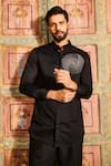 Shop_DiyaRajvvir_Black Shirting Embroidery Beads Crystallized Spiral Kurta With Pant _at_Aza_Fashions