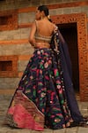 Shop_Aditi Gupta_Blue Lehenga Paithani Silk Woven Peacock Notched V Bird Bridal Set  _at_Aza_Fashions