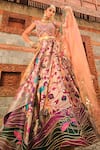 Buy_Aditi Gupta_Rose Gold Lehenga Paithani Silk Woven Floral Broad V Neck Bridal Set  _at_Aza_Fashions