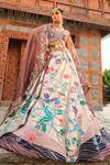 Shop_Aditi Gupta_Purple Lehenga Paithani Silk Woven Floral Vine Scallop V Bridal Set _Online_at_Aza_Fashions