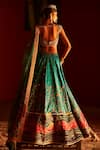 Shop_Aditi Gupta_Blue Lehenga Paithani Silk Woven Florette Cutwork V Neck Bridal Set _at_Aza_Fashions
