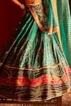 Aditi Gupta_Blue Lehenga Paithani Silk Woven Florette Cutwork V Neck Bridal Set _at_Aza_Fashions