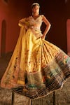 Buy_Aditi Gupta_Yellow Lehenga Paithani Silk Woven Flower Cutwork V Neck Bridal Set  _at_Aza_Fashions