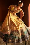 Buy_Aditi Gupta_Yellow Lehenga Paithani Silk Woven Flower Cutwork V Neck Bridal Set  _Online_at_Aza_Fashions