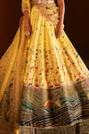 Aditi Gupta_Yellow Lehenga Paithani Silk Woven Flower Cutwork V Neck Bridal Set  _at_Aza_Fashions