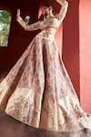 Aditi Gupta_Ivory Lehenga And Blouse Jamawar Silk Embroidered & Pearl Bridal Set _Online_at_Aza_Fashions