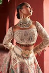Buy_Aditi Gupta_Ivory Lehenga And Blouse Jamawar Silk Embroidered & Pearl Bridal Set _Online_at_Aza_Fashions