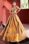 Buy_Aditi Gupta_Yellow Lehenga And Blouse Jamawar Silk Panelled Bridal Set  _at_Aza_Fashions