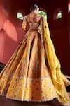 Shop_Aditi Gupta_Yellow Lehenga And Blouse Jamawar Silk Panelled Bridal Set  _at_Aza_Fashions