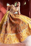 Buy_Aditi Gupta_Yellow Lehenga And Blouse Jamawar Silk Panelled Bridal Set  _Online_at_Aza_Fashions