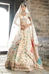 Buy_Aditi Gupta_Ivory Lehenga Kani Silk Embroidered Pearl Floral Pattern Bridal Set _at_Aza_Fashions