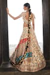Shop_Aditi Gupta_Ivory Lehenga Kani Silk Embroidered Pearl Floral Pattern Bridal Set _at_Aza_Fashions