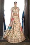 Aditi Gupta_Ivory Lehenga Kani Silk Embroidered Pearl Floral Pattern Bridal Set _Online_at_Aza_Fashions