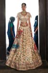 Buy_Aditi Gupta_Ivory Lehenga Kani Silk Embroidered Pearl Floral Pattern Bridal Set _Online_at_Aza_Fashions
