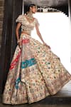 Aditi Gupta_Ivory Lehenga Kani Silk Embroidered Pearl Floral Pattern Bridal Set _at_Aza_Fashions
