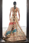 Buy_Aditi Gupta_Ivory Lehenga Kani Silk Embroidered Pearl Floral Pattern Bridal Set 