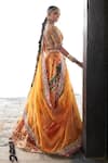Buy_Aditi Gupta_Yellow Lehenga Kani Silk Embroidered Pearl Scalloped Bridal Set _Online_at_Aza_Fashions