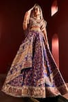 Aditi Gupta_Purple Lehenga Kani Silk Floral Pattern Draped Bridal Set _Online_at_Aza_Fashions