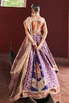 Shop_Aditi Gupta_Purple Lehenga Kani Silk Floral Pattern Draped Bridal Set _at_Aza_Fashions