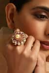 Buy_SWABHIMANN_Red Kundan Embellished Handmade Ring _Online_at_Aza_Fashions