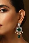 Buy_SWABHIMANN_Green Polki Dangler Earrings _Online_at_Aza_Fashions