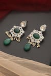 Shop_SWABHIMANN_Green Polki Dangler Earrings _at_Aza_Fashions