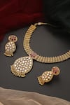 SWABHIMANN_Red Stone Kundan Embellished Pendant Necklace Set _Online_at_Aza_Fashions