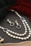 SWABHIMANN_Blue Polki Victorian Layered Necklace Set_Online_at_Aza_Fashions