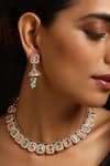 Shop_SWABHIMANN_Green Stone Zirconia Embellished Necklace Set_Online_at_Aza_Fashions