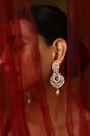 SWABHIMANN_Red Polki Embellished Chandbali Earrings_Online_at_Aza_Fashions