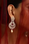 Buy_SWABHIMANN_Red Polki Embellished Chandbali Earrings_Online_at_Aza_Fashions