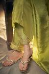 Shop_Hirika & Dhruti_Green Tissue Embroidery, Zari Collared Zardozi Kurta Set _at_Aza_Fashions
