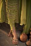 Shop_Hirika&Dhruti_Green Cotton Silk Embroidered Gota Round Kurta Dhoti Pant Set _at_Aza_Fashions