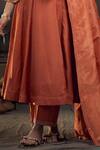 Buy_Hirika & Dhruti_Orange Silk, Chanderi, Cotton, Tissue Embroidery Pita Neckline Kali Kurta Set _Online_at_Aza_Fashions