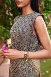 Grassroot By Anita Dongre_Black Modal Round Neck Rove Ajrakh Hand Block Print Dress_Online_at_Aza_Fashions