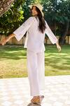 Shop_Grassroot By Anita Dongre_White Cotton, Modal Embroidery Collared Springtime Sewa Top With Pant _at_Aza_Fashions