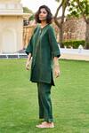 Shop Grassroot By Anita Dongre Green Hemp Round Neck Bayou Shirt Tunic And Pant Co-ord Set at Aza Fashions Shop_Grassroot By Anita Dongre_Green Hemp Round Neck Bayou Shirt Tunic And Pant Co-ord Set_at_Aza_Fashions