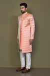 Buy_Aryavir Malhotra_Peach Layered Sherwani Jaquard Silk Bud Bloom With Aligadhi Pant 