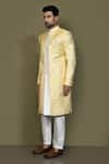 Buy_Aryavir Malhotra_Yellow Layered Sherwani Jaquard Silk Bud Bloom Damask With Aligadhi Pant 