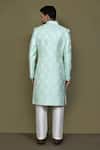 Shop_Aryavir Malhotra_Green Layered Sherwani Jaquard Silk Bud Bloom Damask With Aligadhi Pant_at_Aza_Fashions
