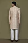 Shop_Aryavir Malhotra_Peach Layered Sherwani Jaquard Silk Vine Ivy With Aligadhi Pant _at_Aza_Fashions