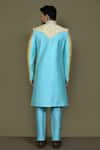 Shop_Arihant Rai Sinha_Blue Jacquard, Silk Embroidery Padma Garden Layered Sherwani With Aligadhi Pant _at_Aza_Fashions