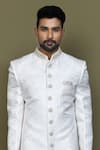 Buy_Aryavir Malhotra_Off White Sherwani Imported Jaquard Silk Bloom With Aligadhi Pant _Online_at_Aza_Fashions